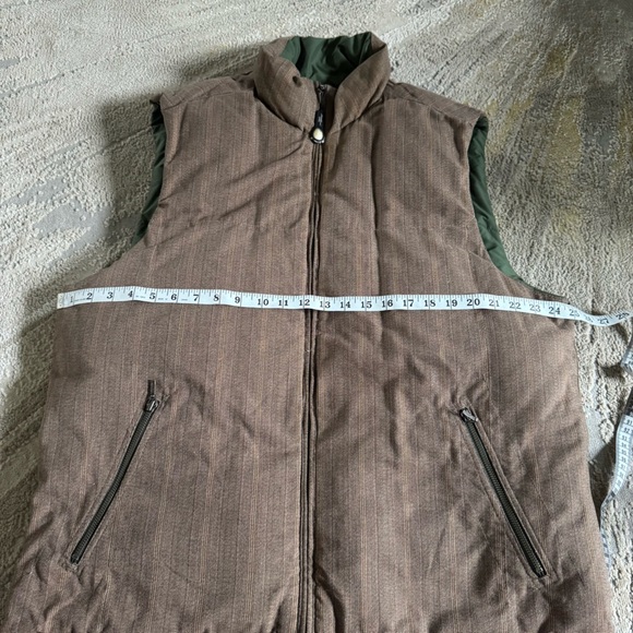 Eddie Bauer Goose Down Reversible Insulated Puffer Vest Green Brown XL long - Picture 4 of 9